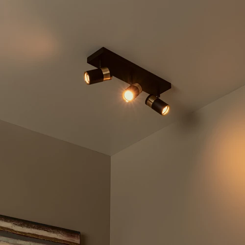 Lucide GORIK - Spot plafond - 3xGU10 - Noir - ambiance 1